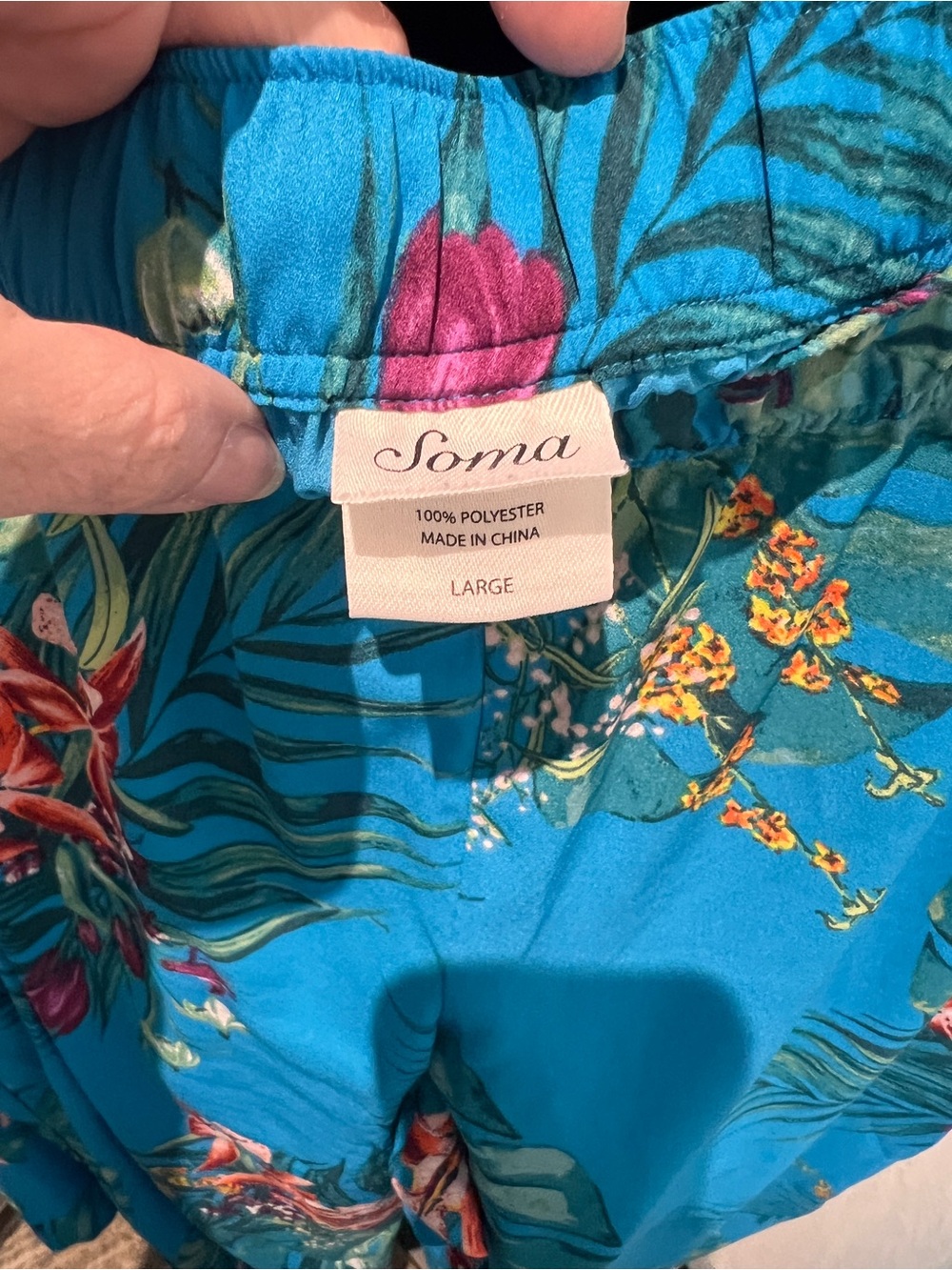 Soma Tropical Floral V-Neck Lounge Set - Turquoise - Picture 3 of 5